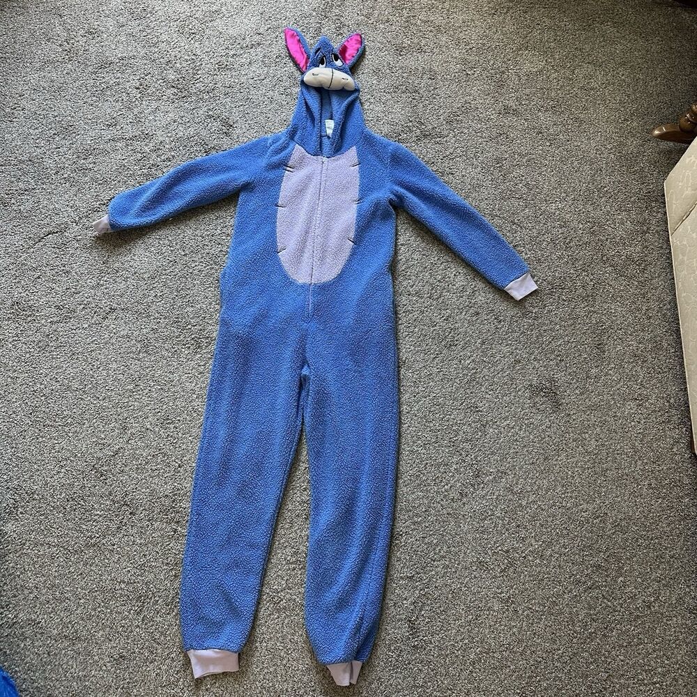 Disney Eeyore Hooded Pajamas One Piece Jumpsuit Women’s Size‎ Small 4/6 - Picture 1 of 14